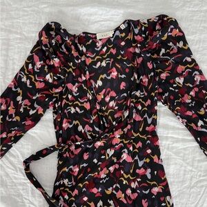 A.L.C Tianna printed silk midi wrap dress. 100% Silk